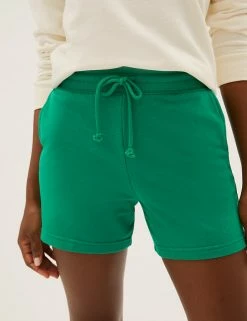 Coupon 🤩 M&S Collection Cotton Rich Jersey High Waisted Shorts 🧨 -Women's Holiday Shop Sales SD 01 T57 7185 KF X EC 2