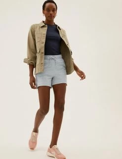 Coupon 🤩 M&S Collection Cotton Rich Jersey High Waisted Shorts 🧨 -Women's Holiday Shop Sales SD 01 T57 7185 UT X EC 0