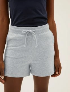Coupon 🤩 M&S Collection Cotton Rich Jersey High Waisted Shorts 🧨 -Women's Holiday Shop Sales SD 01 T57 7185 UT X EC 3
