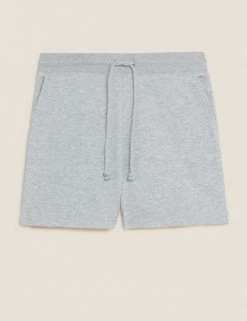 Coupon 🤩 M&S Collection Cotton Rich Jersey High Waisted Shorts 🧨 -Women's Holiday Shop Sales SD 01 T57 7185 UT X EC 90