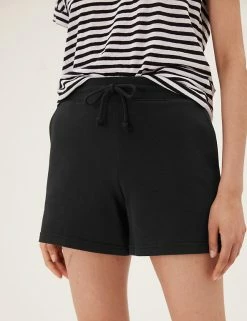 Coupon 🤩 M&S Collection Cotton Rich Jersey High Waisted Shorts 🧨 -Women's Holiday Shop Sales SD 01 T57 7185 Y0 X EC 1