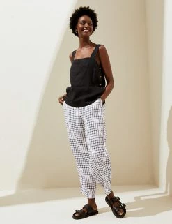 Cheapest ⌛ M&S Collection Pure Linen Belted Balloon Trousers ✔️ -Women's Holiday Shop Sales SD 01 T57 7687 V4 X EC 1