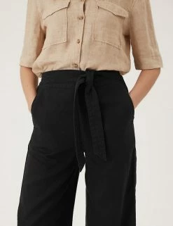 Cheapest ⌛ M&S Collection Pure Linen Belted Balloon Trousers ✔️ -Women's Holiday Shop Sales SD 01 T57 7687 Y0 X EC 2