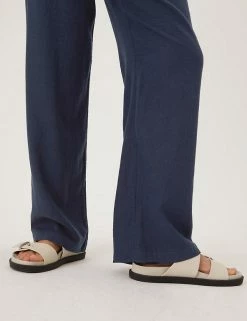Best deal ✔️ M&S Collection Linen Rich Wide Leg Trousers ✔️ -Women's Holiday Shop Sales SD 01 T57 7996 F0 X EC 3
