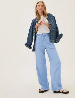 Best deal ✔️ M&S Collection Linen Rich Wide Leg Trousers ✔️