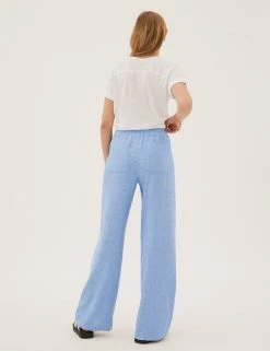 Best deal ✔️ M&S Collection Linen Rich Wide Leg Trousers ✔️ -Women's Holiday Shop Sales SD 01 T57 7996 SY X EC 4