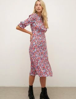 Promo 😀 Nobody's Child 👗 Dresses Floral Puff Sleeve Midaxi Tea 👗 Dress 🛒 -Women's Holiday Shop Sales SD 01 T82 2917 B4 X EC 2