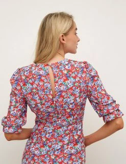 Promo 😀 Nobody's Child 👗 Dresses Floral Puff Sleeve Midaxi Tea 👗 Dress 🛒 -Women's Holiday Shop Sales SD 01 T82 2917 B4 X EC 3