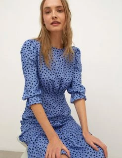 Budget ⌛ Nobody's Child 👗 Dresses Fruit Print Round Neck Midaxi Waisted 👗 Dress ✨ -Women's Holiday Shop Sales SD 01 T82 2918 E4 X EC 2