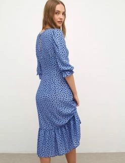 Budget ⌛ Nobody's Child 👗 Dresses Fruit Print Round Neck Midaxi Waisted 👗 Dress ✨ -Women's Holiday Shop Sales SD 01 T82 2918 E4 X EC 3