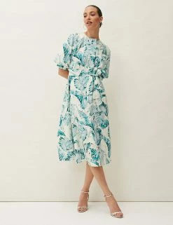 Promo ๐ Phase Eight ๐ Dresses Pure Cotton Leaf Print Midi Skater ๐ Dress ๐