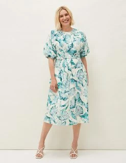 Promo 😉 Phase Eight 👗 Dresses Pure Cotton Leaf Print Midi Skater 👗 Dress 🎁 -Women's Holiday Shop Sales SD 01 T83 5321 E4 X EC 4