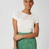 Top 10 🎁 HOBBS Women Cotton Modal Blend Broderie Detail T-Shirt ⌛