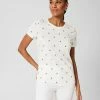 Promo 👏 HOBBS Women Pure Cotton Printed Crew Neck T-Shirt ⌛