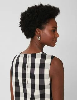 Hot Sale 🎉 HOBBS Women Cotton Rich Checked Sleeveless Peplum Top 👏 8 Hot Sale 🎉 HOBBS Women Cotton Rich Checked Sleeveless Peplum Top 👏 -Women's Holiday Shop Sales SD 01 T83 6083 Y4 X EC 2