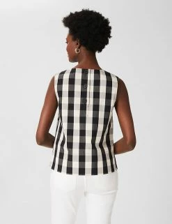 Hot Sale 🎉 HOBBS Women Cotton Rich Checked Sleeveless Peplum Top 👏 9 Hot Sale 🎉 HOBBS Women Cotton Rich Checked Sleeveless Peplum Top 👏 -Women's Holiday Shop Sales SD 01 T83 6083 Y4 X EC 3