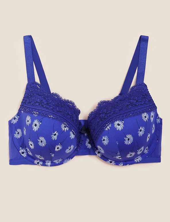 Cheapest 🌟 M&S Collection Lingerie Printed Lace Trim Wired Full Cup Bra A-E 🔥 1 Cheapest 🌟 M&S Collection Lingerie Printed Lace Trim Wired Full Cup Bra A-E 🔥
