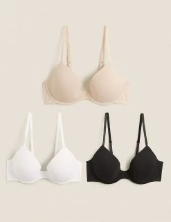 Brand new 🔔 M&S Collection 3pk Wired Plunge T-Shirt Bras A-E 🧨