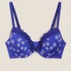 Coupon 🔔 Lingerie Printed Lace Trim Wired Plunge Bra A-E ⌛