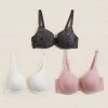 Cheapest 🎁 M&S Collection 3pk Cotton Rich Wired T-Shirt Bras A-E 🎉