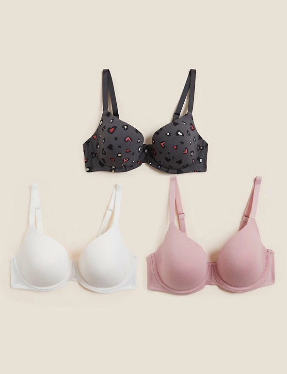 Cheapest 🎁 M&S Collection 3pk Cotton Rich Wired T-Shirt Bras A-E 🎉 1 Cheapest 🎁 M&S Collection 3pk Cotton Rich Wired T-Shirt Bras A-E 🎉