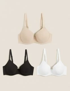 Discount ✨ M&S Collection 3pk Wired Full Cup T-Shirt Bras A-E 🎁 -Women's Holiday Shop Sales SD 02 T33 0322 LA X EC 0