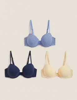 Cheapest ✔️ M&S Collection 3pk Wired T-Shirt Bras A-E 😍