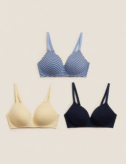 Cheap 🛒 M&S Collection Bras 3pk Non Wired Full Cup T-Shirt Bra A-E 💯 -Women's Holiday Shop Sales SD 02 T33 3006P F4 X EC 0