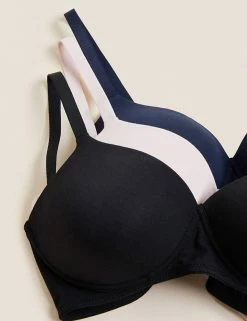 Hot Sale 🔔 M&S Collection 3pk Non Wired T-Shirt Bras A-E ⭐ -Women's Holiday Shop Sales SD 02 T33 3006 D6 X EC 6