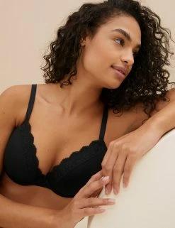 Discount 👏 M&S Collection Bras Lace Padded Plunge Wired Bra A-E 🤩 -Women's Holiday Shop Sales SD 02 T33 8712 Y0 X EC 2