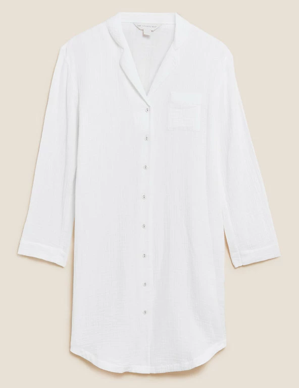 Cheap ⭐ M&S Collection Nightdresses Pure Cotton Muslin Rever Nightshirt ⭐ 2 Cheap ⭐ M&S Collection Nightdresses Pure Cotton Muslin Rever Nightshirt ⭐ - Image 2