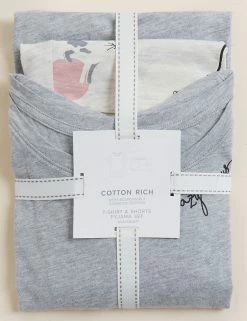 Best Pirce 🔥 M&S Collection Pyjamas Cotton Rich Cat Print Short Pyjama Set ❤️ -Women's Holiday Shop Sales SD 02 T37 4478F T4 X EC 7