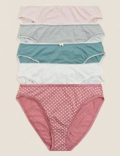Best deal ❤️ M&S Collection 5pk Cotton Lycra® Ditsy Print High Leg Knickers 🛒 -Women's Holiday Shop Sales SD 02 T61 4956L A4 X EC 0
