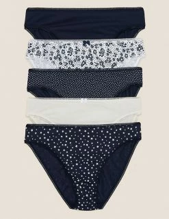 Best deal ❤️ M&S Collection 5pk Cotton Lycra® Ditsy Print High Leg Knickers 🛒