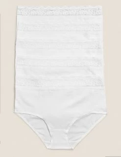 Brand new 😀 M&S Collection Knickers 5pk Cotton Lycra® & Lace Full Briefs ⌛ -Women's Holiday Shop Sales SD 02 T61 5022F Z0 X EC 0