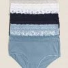 Best Pirce 🔔 M&S Collection Knickers 5pk Cotton & Lace Full Briefs 🌟