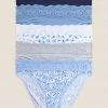 Budget ✔️ M&S Collection 5pk Cotton & Lace High Leg Knickers 👍