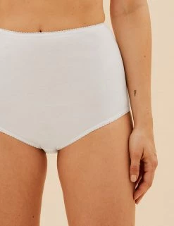 Outlet 👍 M&S Collection Knickers 7pk Pure Cotton High Rise Full Briefs ✔️ -Women's Holiday Shop Sales SD 02 T61 5029F Z0 X EC 1