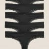 Deals 🥰 M&S Collection Knickers 5pk Microfibre & Lace Trim 🩴 Thongs 🤩