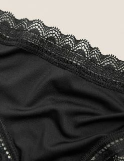 Deals 🥰 M&S Collection Knickers 5pk Microfibre & Lace Trim 🩴 Thongs 🤩 -Women's Holiday Shop Sales SD 02 T61 5100T Y0 X EC 5