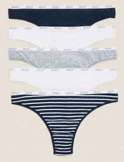 Brand new ✨ Knickers 5pk Supima Cotton Body 🩴 Thongs 🥰 -Women's Holiday Shop Sales SD 02 T61 7057T F4 X EC 0