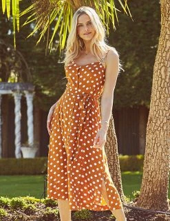 Hot Sale ✨ SOSANDAR Sosandar Polka Dot Square Neck Midi Skater 👗 Dress 🛒
