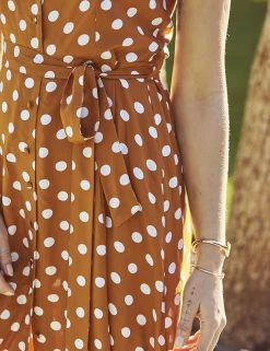Hot Sale ✨ SOSANDAR Sosandar Polka Dot Square Neck Midi Skater 👗 Dress 🛒 -Women's Holiday Shop Sales SD 08 T83 4127 P4 X EC 3