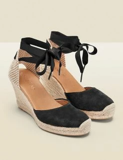 Budget ✨ SOSANDAR 🩴 Sandals Suede Lace Up Wedge Espadrilles 🤩
