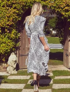 Budget 🔥 SOSANDAR 👗 Dresses Animal Print V-Neck Midaxi Wrap 👗 Dress 🤩 -Women's Holiday Shop Sales SD 08 T83 4195 YZ X EC 2