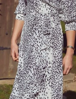Budget 🔥 SOSANDAR 👗 Dresses Animal Print V-Neck Midaxi Wrap 👗 Dress 🤩 -Women's Holiday Shop Sales SD 08 T83 4195 YZ X EC 3