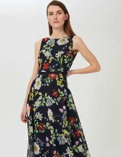 Best Sale 🎉 HOBBS 👗 Dresses Carly Floral Sleeveless Midi Swing 👗 Dress ✔️ -Women's Holiday Shop Sales SD 08 T83 4579 E4 X EC 1