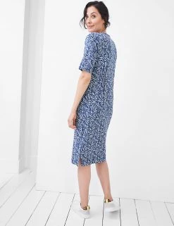 Cheapest 😍 White Stuff 👗 Dresses Jersey Printed V-Neck Midi Shift 👗 Dress 🎉 -Women's Holiday Shop Sales SD 08 T83 4666 E4 X EC 2