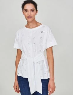 Flash Sale 🔥 White Stuff Women Pure Cotton Brodierie T-Shirt 🔔