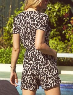 Wholesale 🎉 SOSANDAR 👗 Dresses Animal Print Belted Wrap Playsuit 👏 -Women's Holiday Shop Sales SD 08 T83 5534 N4 X EC 2